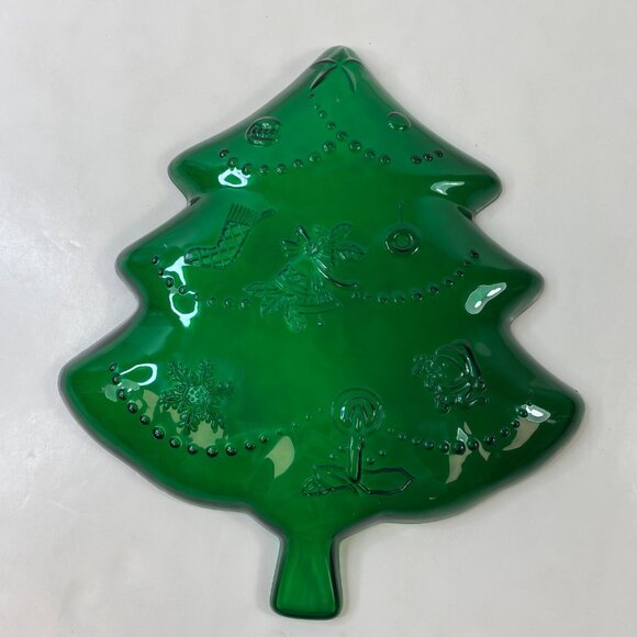 Set 2 Christmas Tree Shaped Plastic Serving Platters Green Clear - Picture 5 of 11